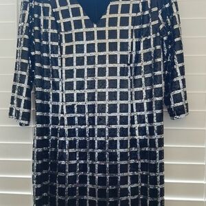 Metaphor Black and Silver Geometric Midi Dress